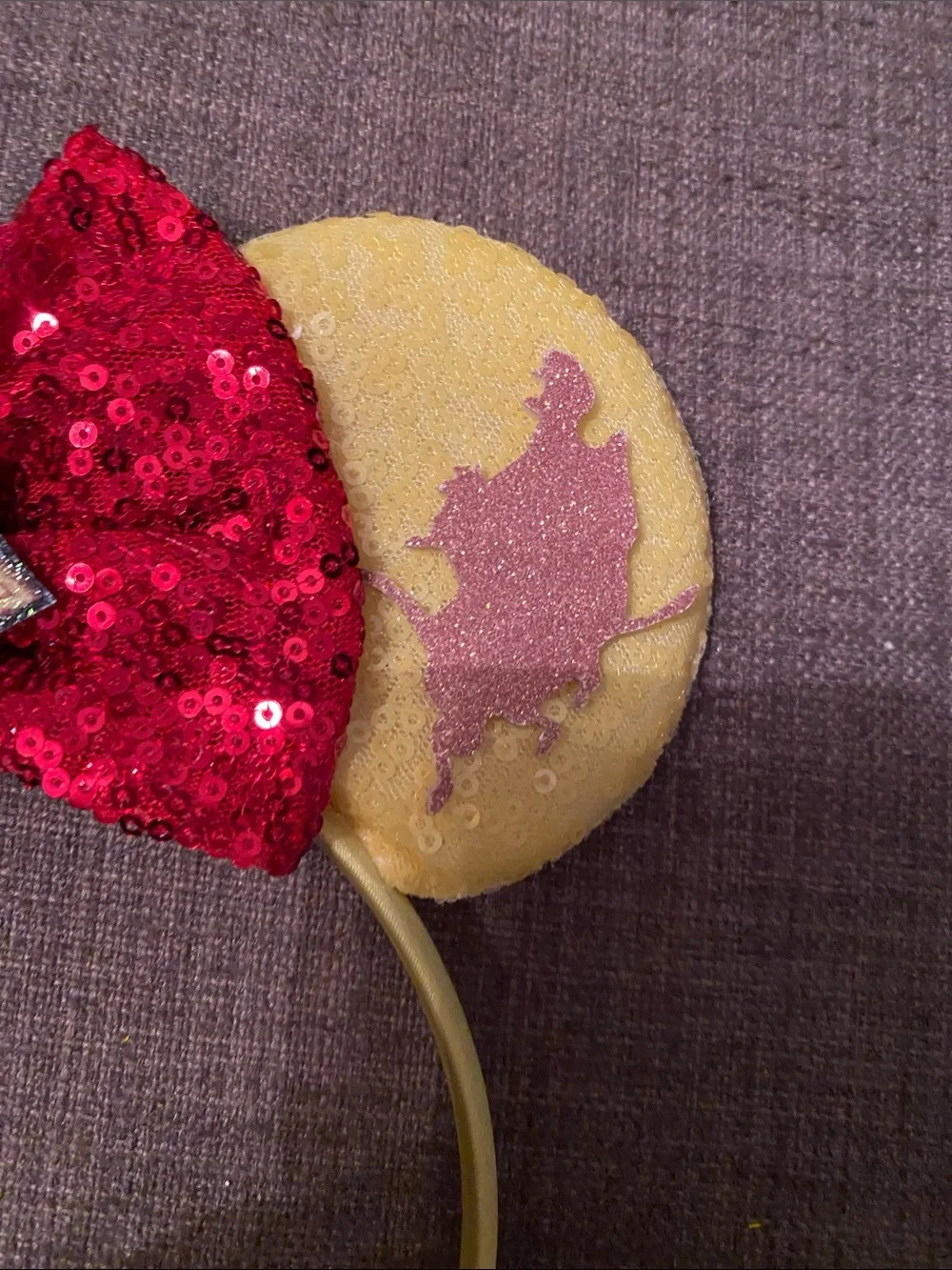 Disney Lion King Hakuna Matata Sequin Bow Ear Headband - Red & Yellow